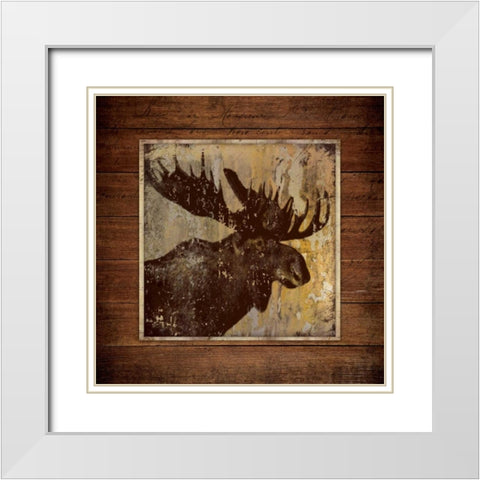 Moose Portrait White Modern Wood Framed Art Print with Double Matting by Marrott, Stephanie