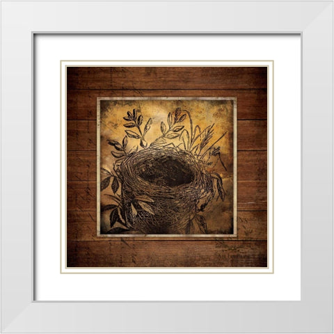 Woodland Nest White Modern Wood Framed Art Print with Double Matting by Marrott, Stephanie