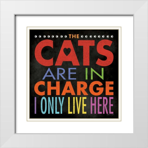 Cats In Charge White Modern Wood Framed Art Print with Double Matting by Marrott, Stephanie