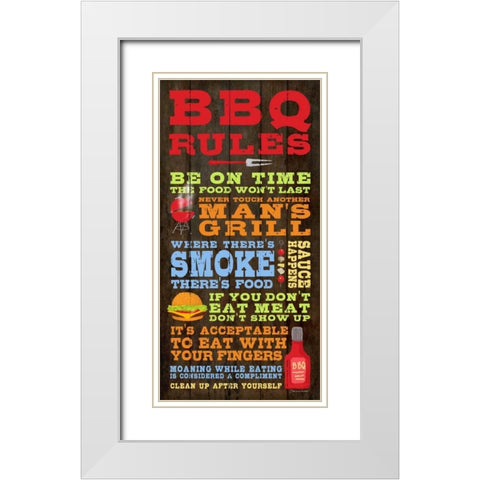 BBQ Rules White Modern Wood Framed Art Print with Double Matting by Marrott, Stephanie