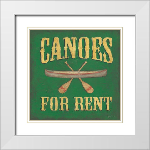 Canoes For Rent White Modern Wood Framed Art Print with Double Matting by Marrott, Stephanie