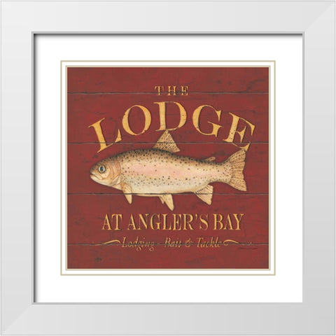 Trout Sign White Modern Wood Framed Art Print with Double Matting by Marrott, Stephanie