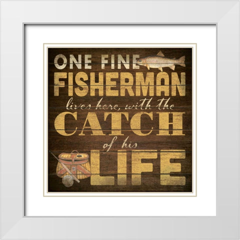 Fine Fisherman White Modern Wood Framed Art Print with Double Matting by Marrott, Stephanie