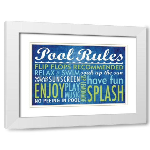Pool Rules White Modern Wood Framed Art Print with Double Matting by Marrott, Stephanie