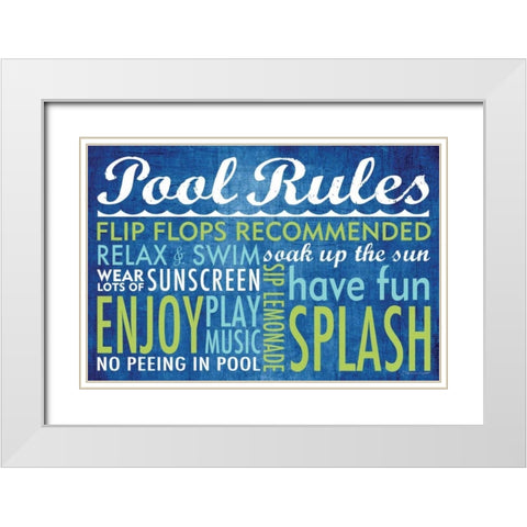 Pool Rules White Modern Wood Framed Art Print with Double Matting by Marrott, Stephanie