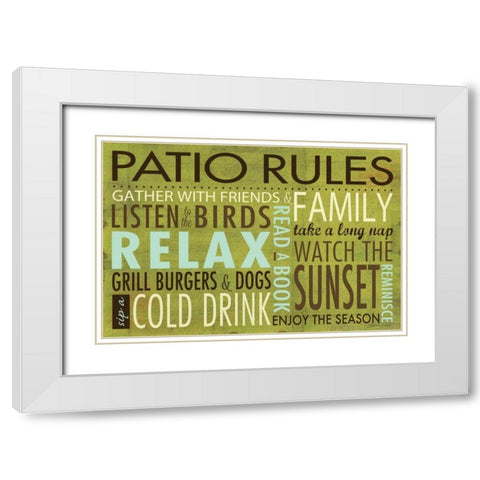Patio Rules White Modern Wood Framed Art Print with Double Matting by Marrott, Stephanie