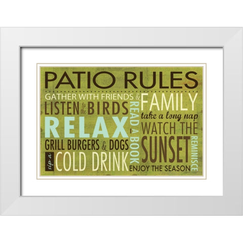 Patio Rules White Modern Wood Framed Art Print with Double Matting by Marrott, Stephanie