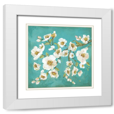 Spring Blossoms II White Modern Wood Framed Art Print with Double Matting by Marrott, Stephanie