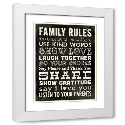 Family Rules - Black II White Modern Wood Framed Art Print with Double Matting by Marrott, Stephanie