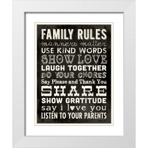 Family Rules - Black II White Modern Wood Framed Art Print with Double Matting by Marrott, Stephanie