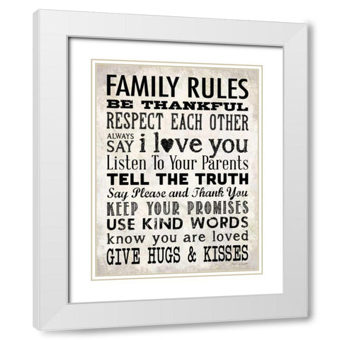 Family Rules - Cream White Modern Wood Framed Art Print with Double Matting by Marrott, Stephanie
