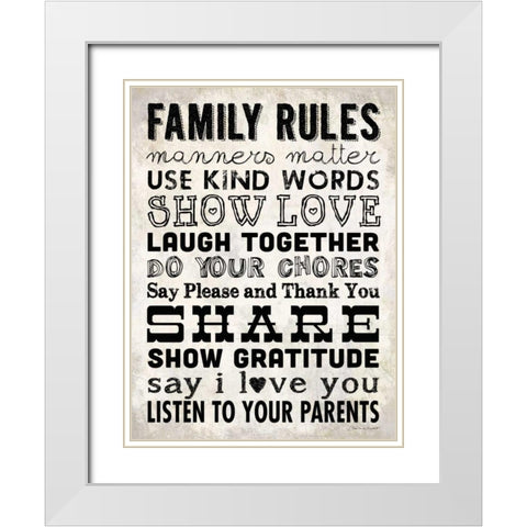 Family Rules - Cream II White Modern Wood Framed Art Print with Double Matting by Marrott, Stephanie