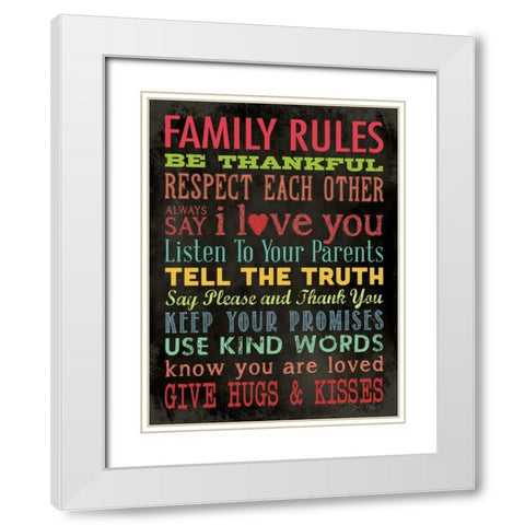 Family Rules - Color White Modern Wood Framed Art Print with Double Matting by Marrott, Stephanie