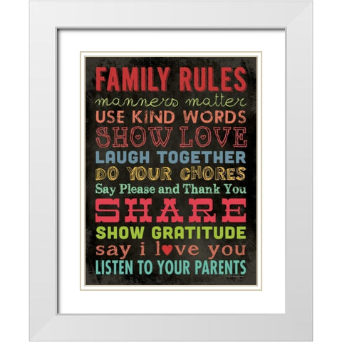 Family Rules - Color II White Modern Wood Framed Art Print with Double Matting by Marrott, Stephanie