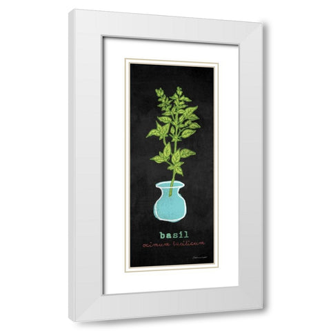 Basil White Modern Wood Framed Art Print with Double Matting by Marrott, Stephanie