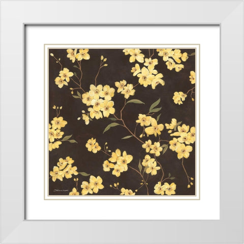 Yellow Blossoms White Modern Wood Framed Art Print with Double Matting by Marrott, Stephanie