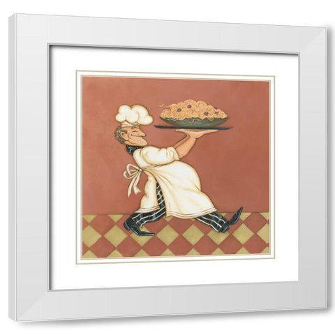 Pasta Chef White Modern Wood Framed Art Print with Double Matting by Marrott, Stephanie