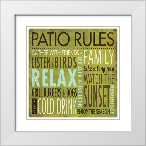 Patio Rules White Modern Wood Framed Art Print with Double Matting by Marrott, Stephanie