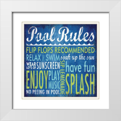 Pool Rules White Modern Wood Framed Art Print with Double Matting by Marrott, Stephanie