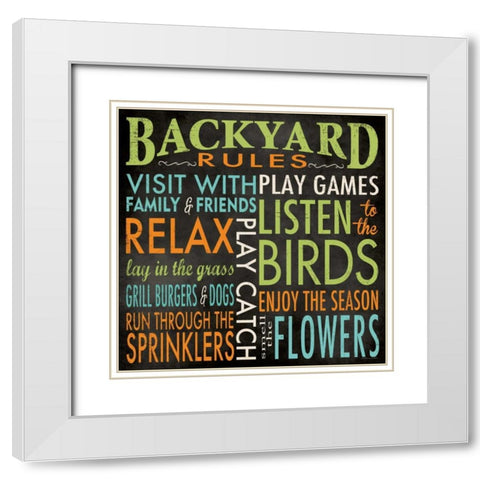 Backyard Rules White Modern Wood Framed Art Print with Double Matting by Marrott, Stephanie
