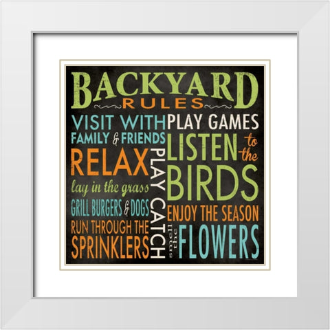 Backyard Rules White Modern Wood Framed Art Print with Double Matting by Marrott, Stephanie