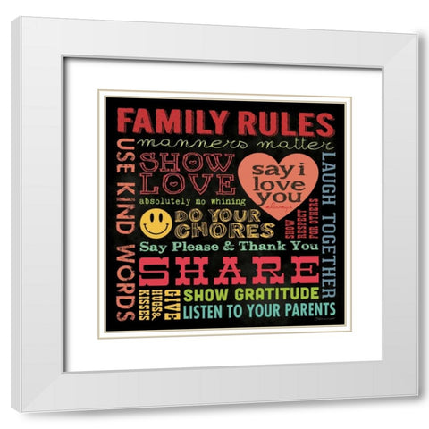 Family Rules I White Modern Wood Framed Art Print with Double Matting by Marrott, Stephanie