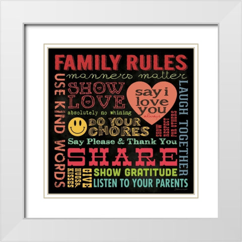 Family Rules I White Modern Wood Framed Art Print with Double Matting by Marrott, Stephanie