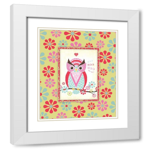 Owl III White Modern Wood Framed Art Print with Double Matting by Marrott, Stephanie