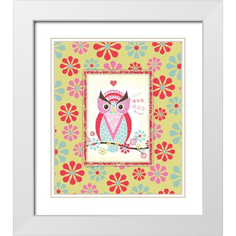 Owl III White Modern Wood Framed Art Print with Double Matting by Marrott, Stephanie