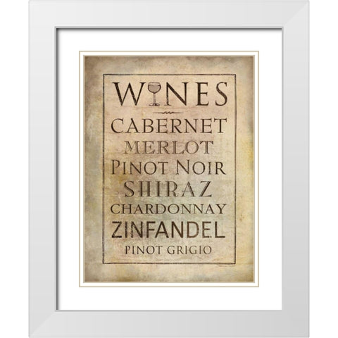 Wines White Modern Wood Framed Art Print with Double Matting by Marrott, Stephanie