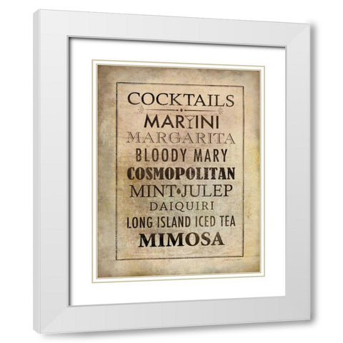 Vintage Cocktails White Modern Wood Framed Art Print with Double Matting by Marrott, Stephanie