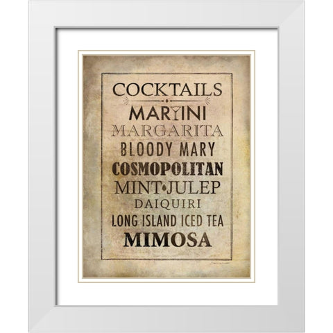 Vintage Cocktails White Modern Wood Framed Art Print with Double Matting by Marrott, Stephanie