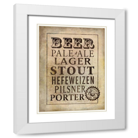 Vintage Beer White Modern Wood Framed Art Print with Double Matting by Marrott, Stephanie