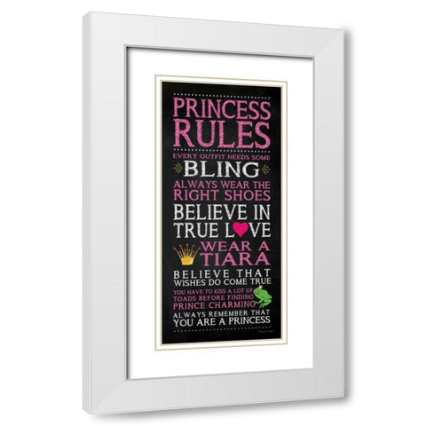 Princess Rules White Modern Wood Framed Art Print with Double Matting by Marrott, Stephanie