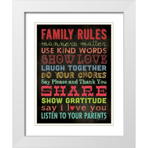 Family Rules IV White Modern Wood Framed Art Print with Double Matting by Marrott, Stephanie