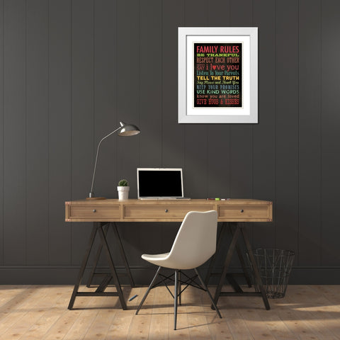Family Rules V White Modern Wood Framed Art Print with Double Matting by Marrott, Stephanie
