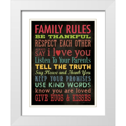 Family Rules V White Modern Wood Framed Art Print with Double Matting by Marrott, Stephanie