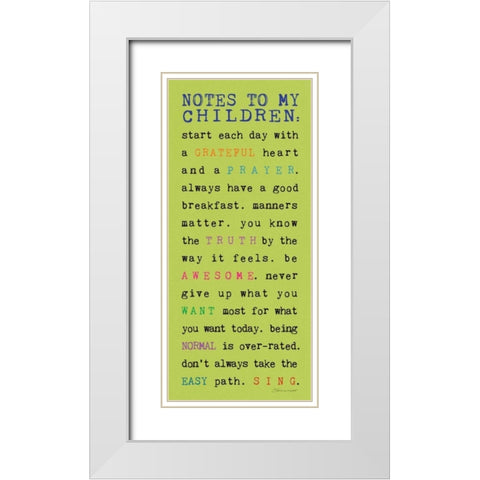 Notes to Children III White Modern Wood Framed Art Print with Double Matting by Marrott, Stephanie