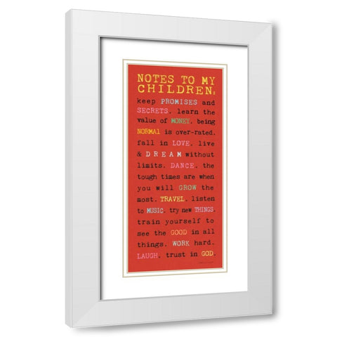 Notes to Children IV White Modern Wood Framed Art Print with Double Matting by Marrott, Stephanie
