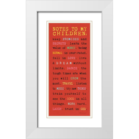 Notes to Children IV White Modern Wood Framed Art Print with Double Matting by Marrott, Stephanie