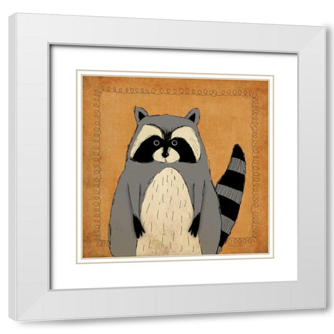 Raccoon White Modern Wood Framed Art Print with Double Matting by Marrott, Stephanie