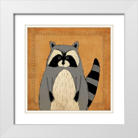 Raccoon White Modern Wood Framed Art Print with Double Matting by Marrott, Stephanie