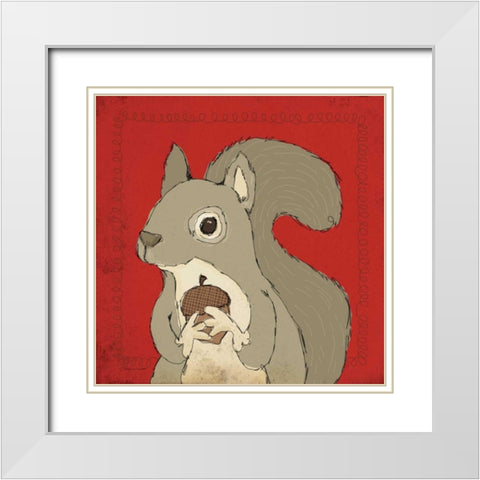 Squirrel White Modern Wood Framed Art Print with Double Matting by Marrott, Stephanie