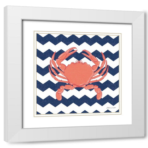 Crab Chevron White Modern Wood Framed Art Print with Double Matting by Marrott, Stephanie