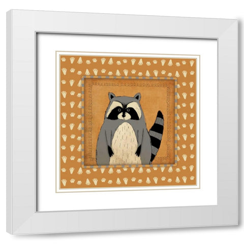 Raccoon in Frame White Modern Wood Framed Art Print with Double Matting by Marrott, Stephanie