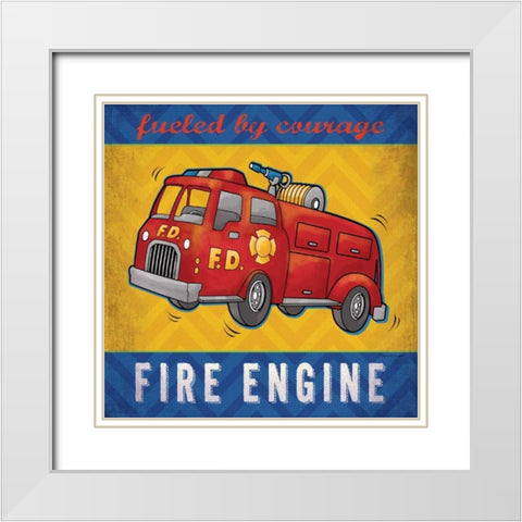 Fire Truck White Modern Wood Framed Art Print with Double Matting by Marrott, Stephanie