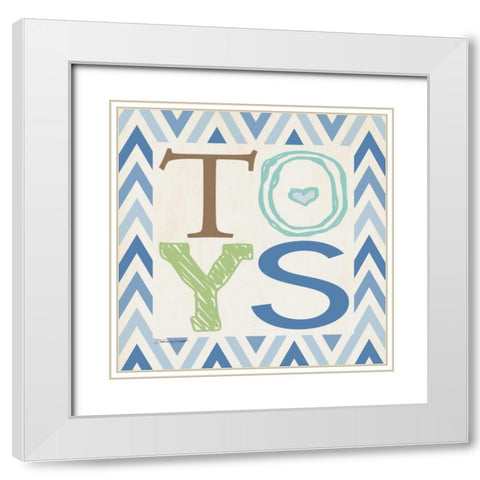 Playroom Boy Toys White Modern Wood Framed Art Print with Double Matting by Marrott, Stephanie