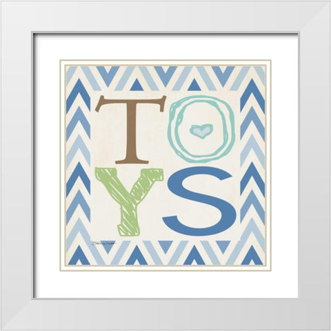 Playroom Boy Toys White Modern Wood Framed Art Print with Double Matting by Marrott, Stephanie