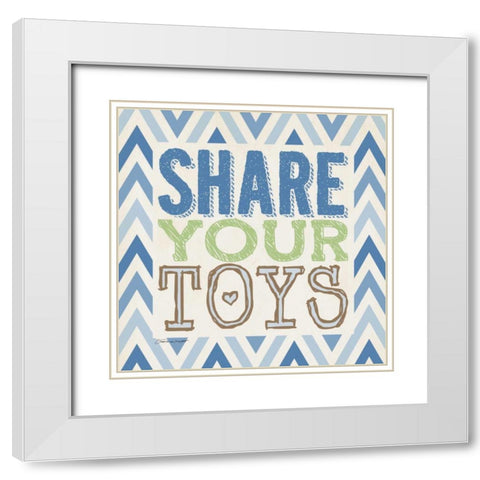 Playroom Boy Share White Modern Wood Framed Art Print with Double Matting by Marrott, Stephanie