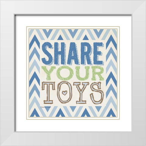 Playroom Boy Share White Modern Wood Framed Art Print with Double Matting by Marrott, Stephanie